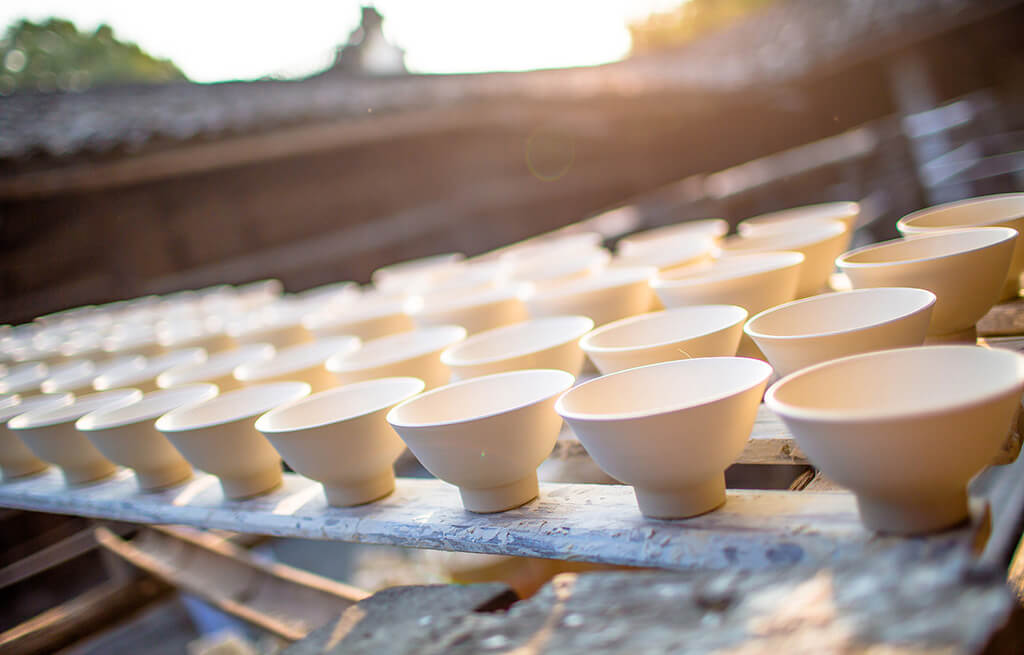 Semi Finished Porcelain Bowls in the Sun