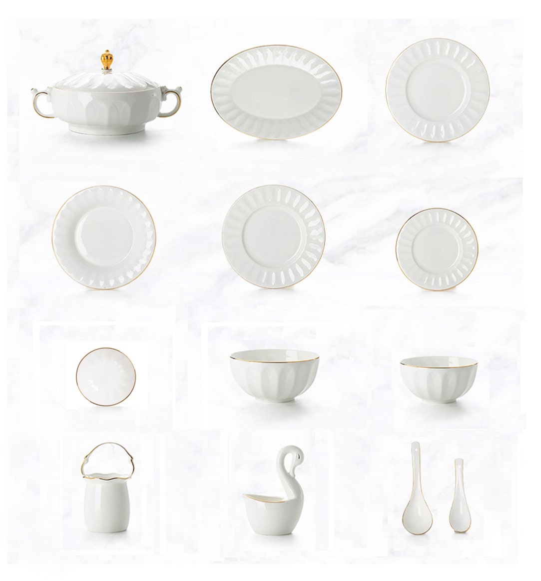 Golden Bloom 41 Piece Dinner Set  Fine Bone China - Plateplus AU