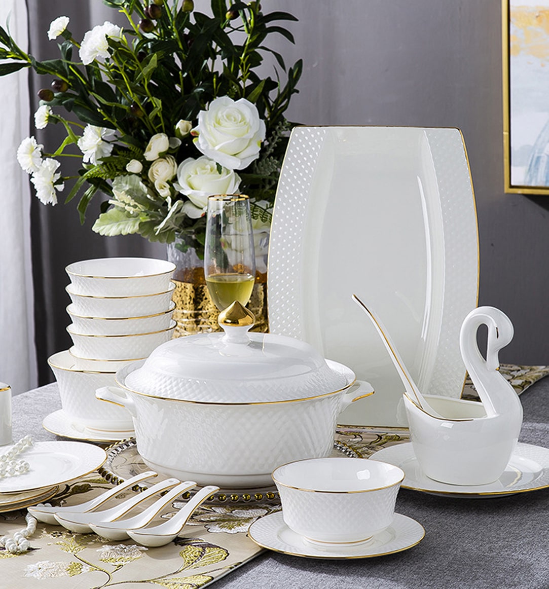 Fine Bone China Dinner Set Diamonds Classic - Main Image