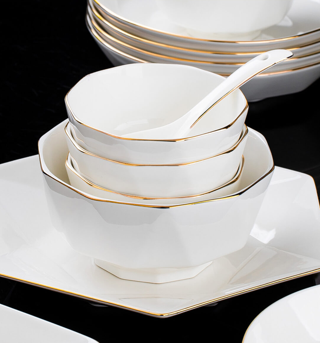 Octagon Classic 41 Piece Dinner Set Fine Bone China Plateplus Plateplus Premium Dinnerware