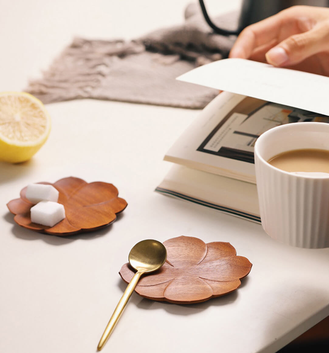 Mahogany Hardwood Lotus Coaster Set of 6 | Home Decor - Plateplus ...